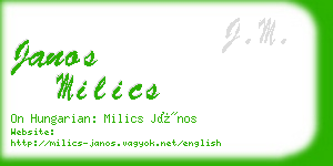 janos milics business card